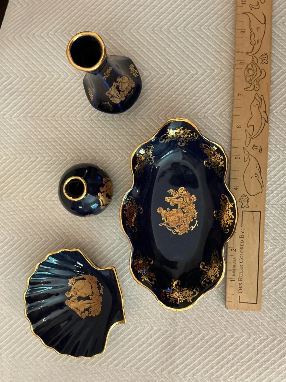 Limoges Imperia Cobalt Blue and Gold Porcelain Dish Set